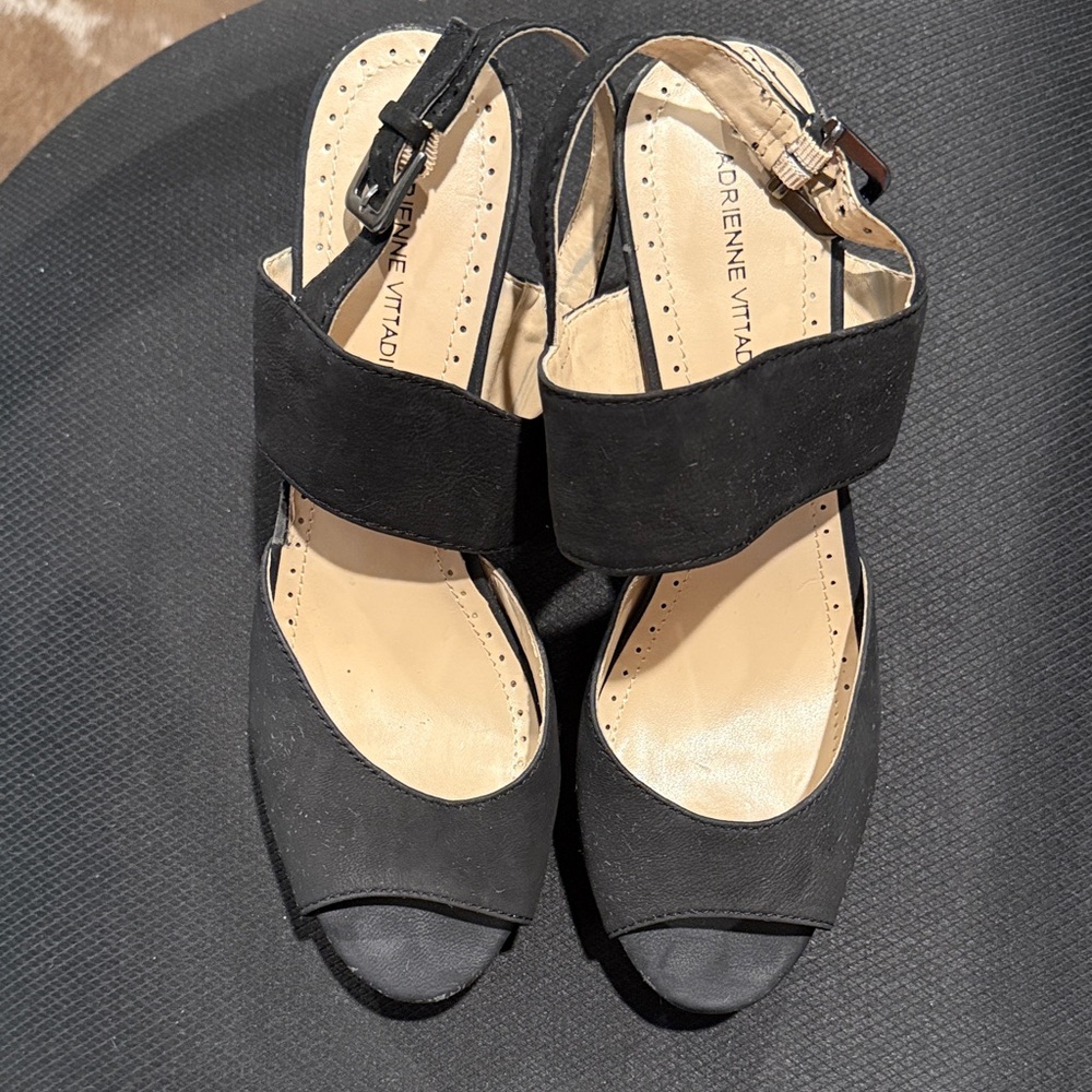 Adrienne Vittadini Black Peep-Toe Heels